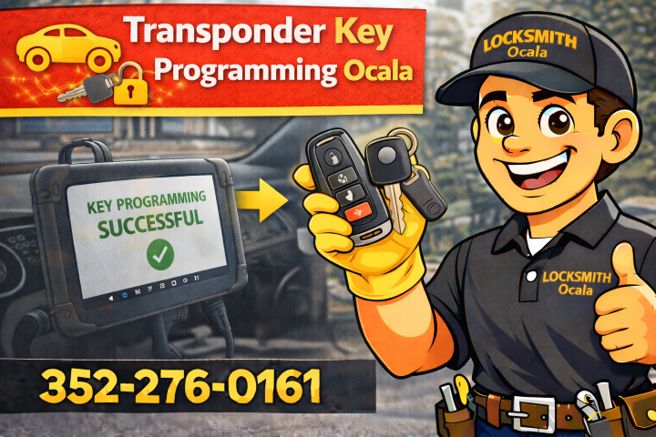 Transponder Key Issues We Solve  Transponder key problems can appear suddenly or worsen over time. Our locksmiths can diagnose and resolve issues such as:  Vehicle cranks but won’t start  Security or immobilizer warning lights  Key works inconsistently  Newly cut key not starting the vehicle  Lost or damaged transponder keys  With decades of experience, we know how to identify the problem quickly and recommend the right solution.  Affordable Alternative to the Dealership  Dealership transponder key programming can be expensive and often requires appointments and towing. Many drivers don’t realize a professional locksmith can provide the same service faster and at a lower cost.  A Leo Locksmith Ocala offers honest pricing, clear explanations, and dependable service without unnecessary delays.  Spare Transponder Keys for Peace of Mind  If you only have one working transponder key, creating a spare is highly recommended. Losing your only key can lead to higher replacement costs and longer downtime. We can program a spare transponder key while everything is still working properly.  Having a backup key can save you time, money, and stress.  Experience Matters With Transponder Systems  Incorrect programming can cause starting problems or lock the vehicle’s security system. With over 30 years of locksmith experience, A Leo Locksmith Ocala knows how to program transponder keys safely and correctly the first time.  We use professional-grade tools and proven procedures to ensure long-lasting results.  Trusted Local Locksmith in Ocala  As a local Ocala locksmith, A Leo Locksmith Ocala is committed to providing reliable automotive locksmith services backed by real experience and professionalism.  When you choose us for transponder key programming, you can expect:  Over 30 years of locksmith experience  Accurate transponder key programming  Mobile service throughout Ocala  Honest pricing and clear communication  Reliable, long-term results  Call A Leo Locksmith Ocala Today  If you need transponder key programming in Ocala, FL, trust A Leo Locksmith Ocala for fast, professional service backed by decades of experience. Whether you need a replacement key programmed or want a spare for convenience, we’re here to help.  Call today to schedule transponder key programming service in Ocala, FL.